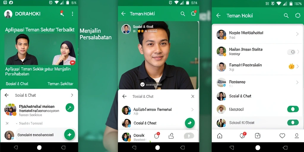 Tampilan antarmuka DORAHOKI yang menarik untuk berinteraksi dengan teman baru.