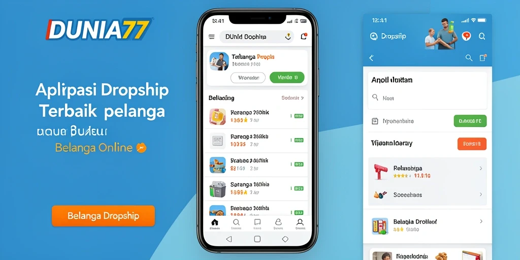 Antarmuka aplikasi DUNIA77 yang sederhana dan menarik.