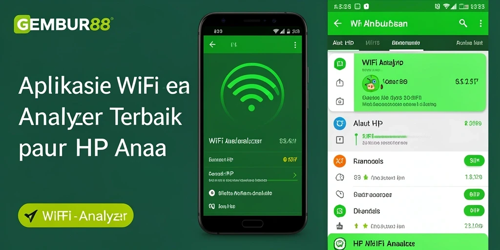 Antarmuka aplikasi GEMBUR88 menampilkan analisis jaringan WiFi dengan jelas.