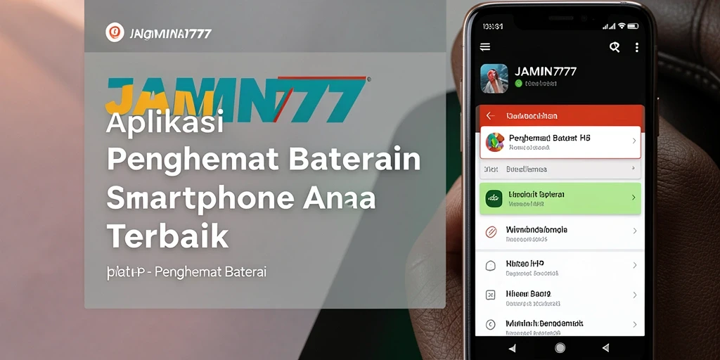 Antarmuka JAMIN777 yang menunjukkan penggunaan baterai dan pengaturan penghematan.