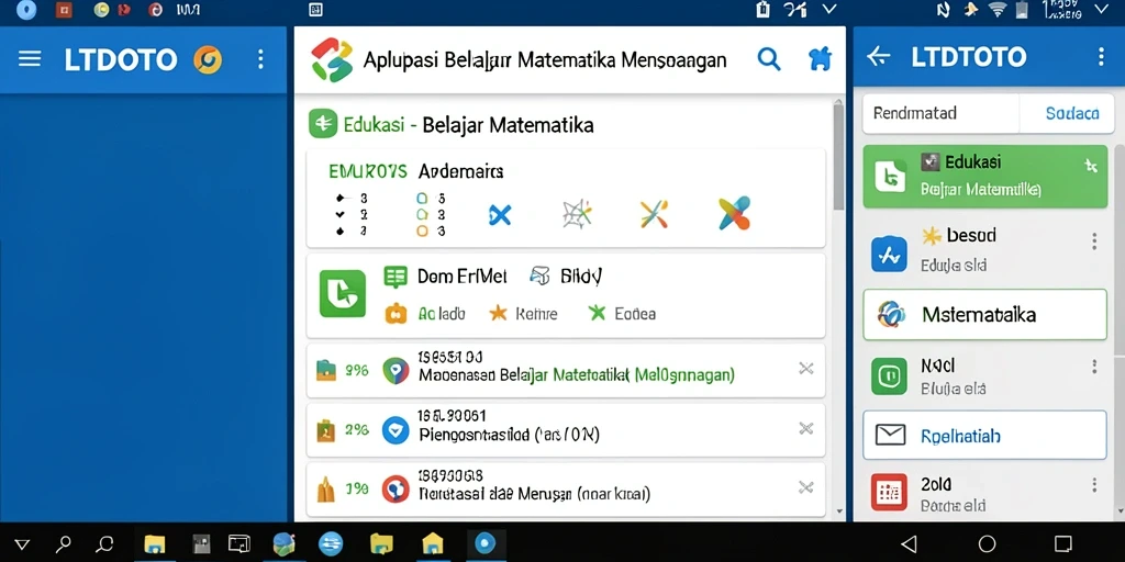 Tampilan antarmuka LTDTOTO dengan berbagai fungsi Belajar Matematika.