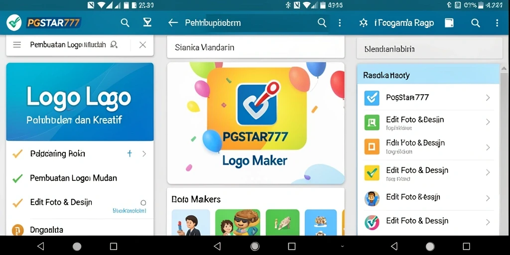 Tampilan antarmuka aplikasi PGSTAR777 untuk pembuatan logo yang menarik.