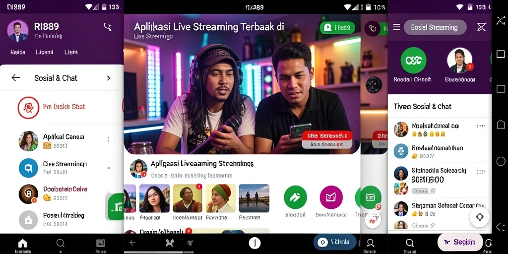 Tampilan aplikasi RI889 yang modern dan intuitif untuk Live Streaming.
