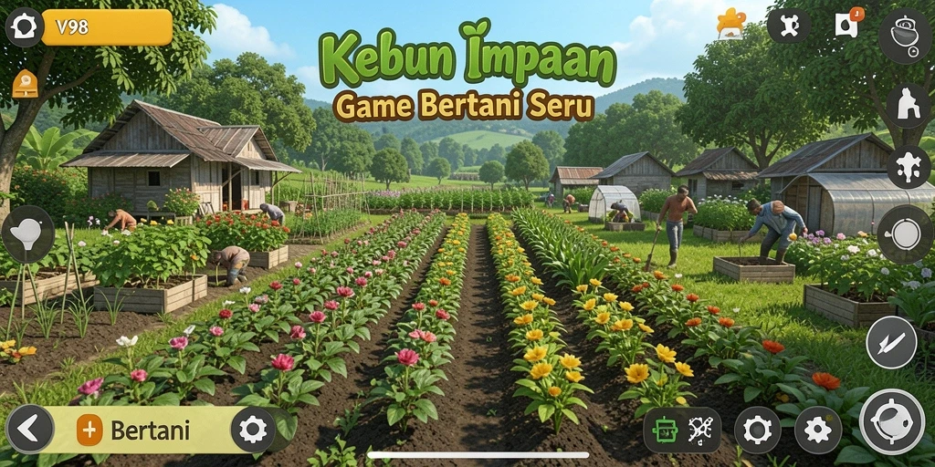 Tampilan antarmuka V98 saat bercocok tanam yang menawan.