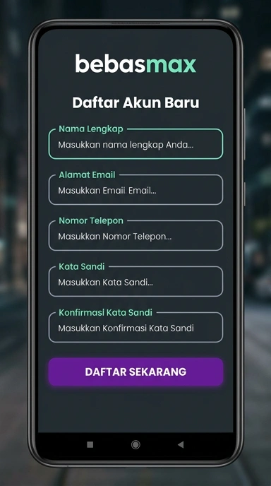Daftar akun baru bebasmax untuk pengguna Android